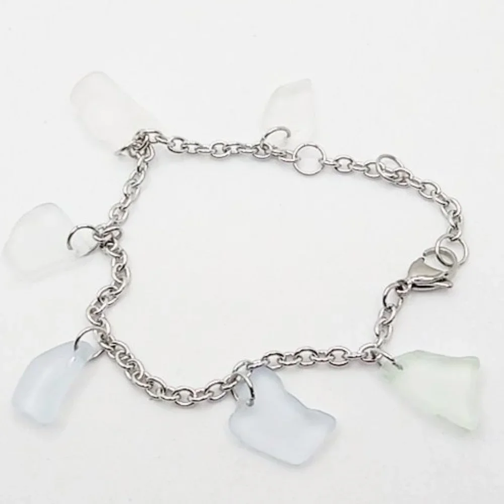 Handmade Thick Clear Sea Glass Jewelry Set - Picture 2 of 2